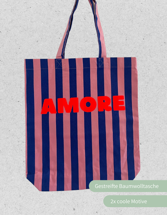 Gestreifte Tasche | Amore | Kobalt + Litschi