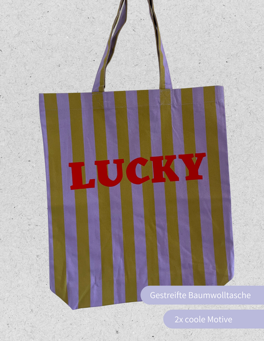 Gestreifte Tasche | Lucky | Lila / Senf