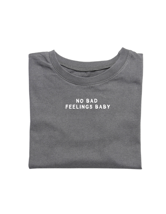 Bügelbild "NO BAD FEELINGS BABY" | Kids | weiß